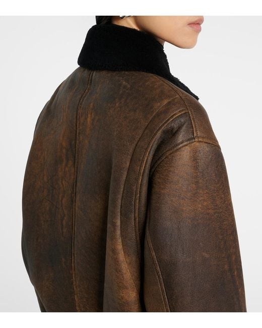 Nour Hammour Brown Anton Shearling-Lined Leather Bomber Jacket