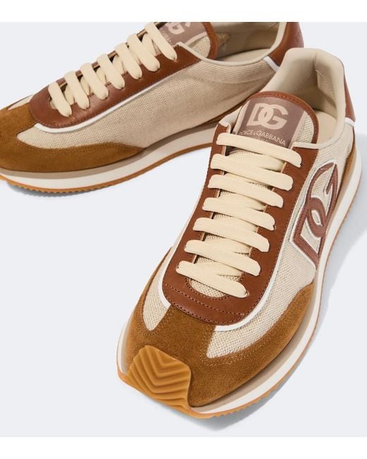 Dolce & Gabbana Brown Dg Cushion Suede-Trimmed Sneakers for men