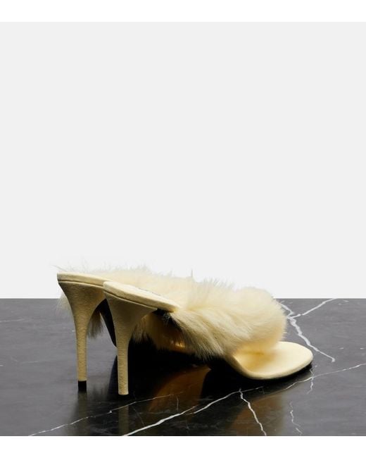 Alaïa Metallic Shearling And Leather Thong Sandals