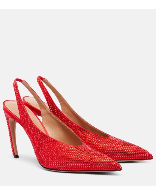 The Attico Red Slingback-Pumps Viper 95 Mit Kristallen