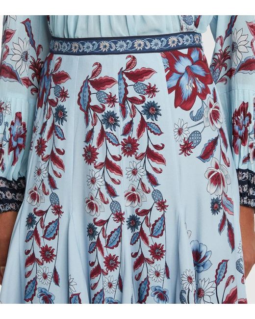 Farm Rio Blue Marcelle Pleated Maxi Skirt