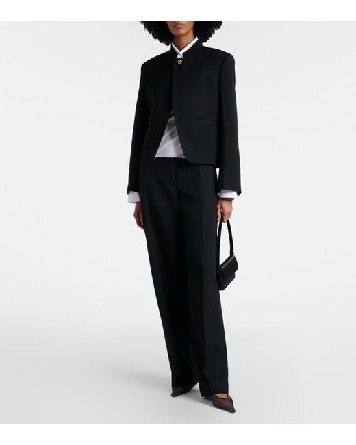 Victoria Beckham Black Leather-Trimmed Mesh Mules