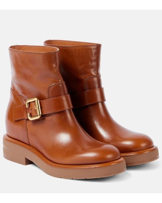 Chloé Brown Coddington Leather Biker Boots
