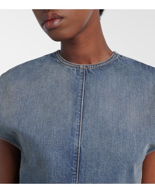 Alaïa Blue Belted Denim Crop Top