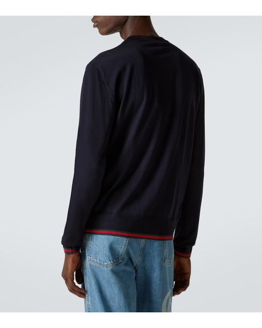 Gucci Blue Crewneck Regular-Fit Wool Jumper for men