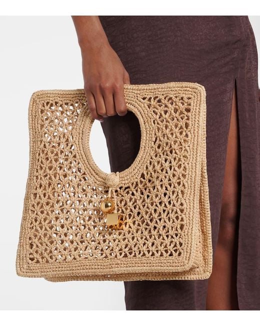 Jacquemus Metallic Tote Bag Spiaggia Small Aus Raffiabast