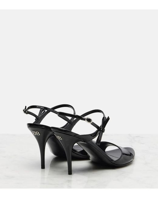Balenciaga Black Avenue Bow Patent Leather Sandals