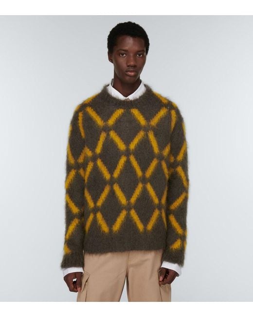 Marni Brown Intarsia Mohair-Blend Sweater for men