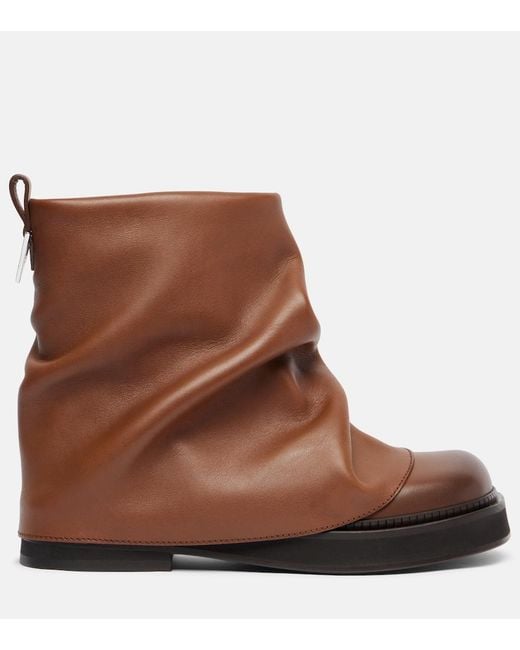 The Attico Brown Mini Robin Leather Combat Boots