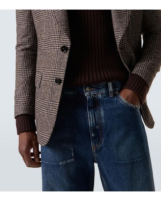 Dolce & Gabbana Blue Low-Rise Wide-Leg Jeans for men