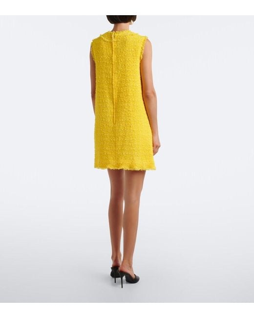 Dolce & Gabbana Yellow Cotton-Blend Tweed Minidress
