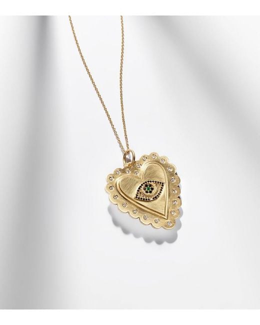 Ileana Makri Metallic 18Kt Necklace With Diamonds And Tsavorites
