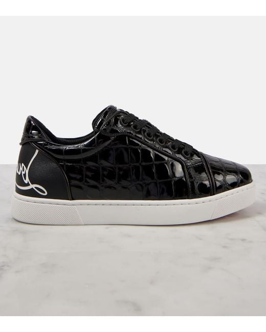 Christian Louboutin Black Fun Vieira Leather Low-Top Trainers