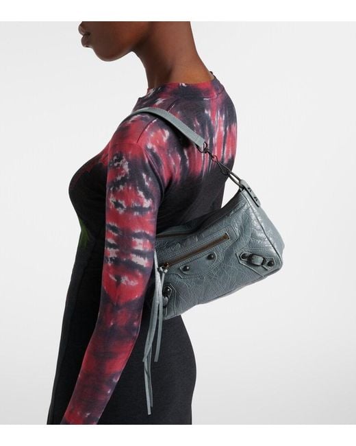 Balenciaga Blue Le City Moto Mini Leather Shoulder Bag