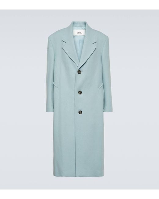 Manteau oversize en laine melangee AMI pour homme en coloris Blue