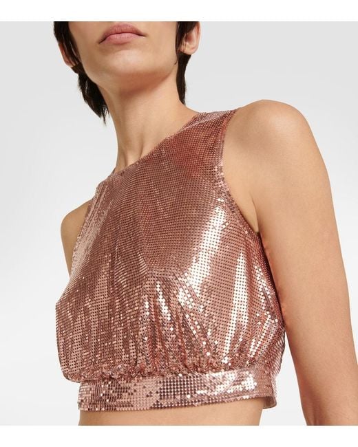 Rabanne Brown Metallic Mesh Top