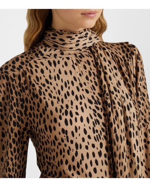Rixo Natural Avalon Polka-Dot Maxi Dress