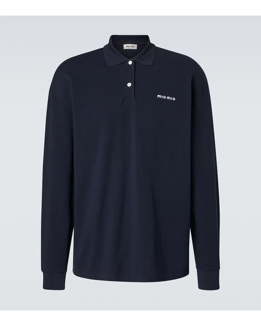 Polo en pique de algodon con logo Miu Miu de hombre de color Blue