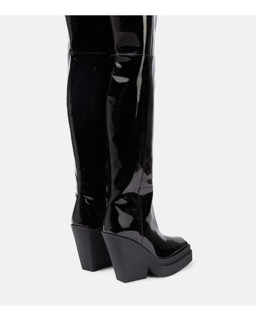 Gia Borghini Black Gia 31 Patent Leather Over-The-Knee Boots