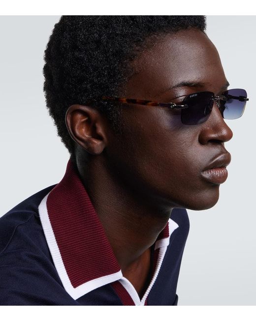 Gucci Eckige Sonnenbrille in Blue für Herren