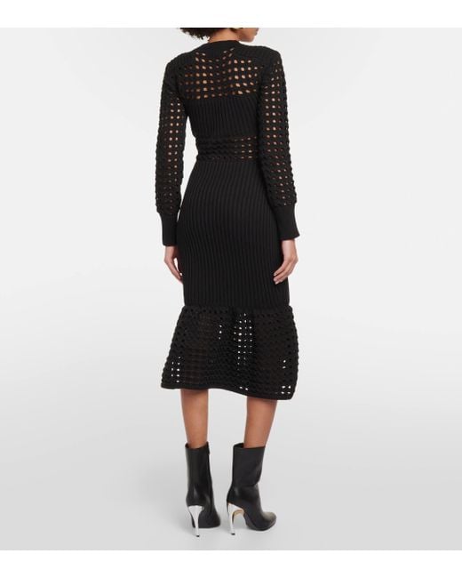 Alexander McQueen Black Alexander Mc Queen Knitted Midi Dress
