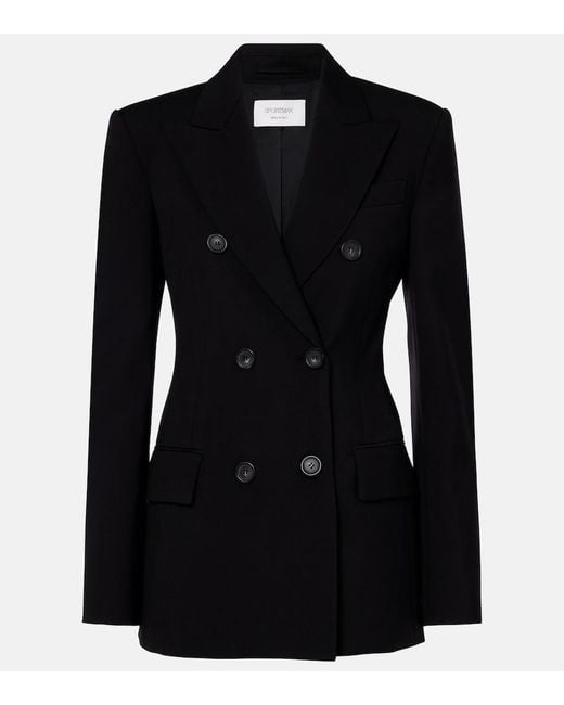 Sportmax Black Adamo Double-Breasted Wool Blazer