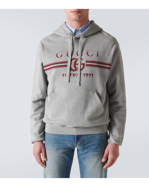 Sudadera con capucha de algodon con logo Gucci de hombre de color Gray