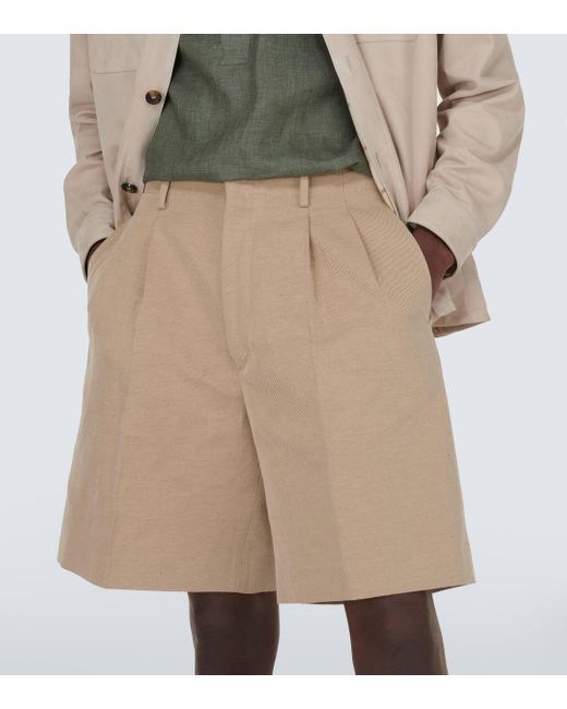 Loro Piana Natural Joetsu Cotton And Linen Bermuda Shorts for men