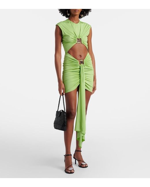 Christopher Esber Green Bezel Quartz Cutout Jersey Minidress