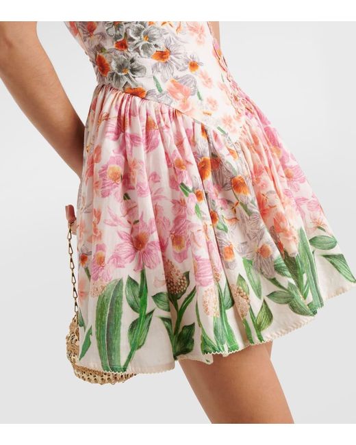 Vestido Corto Pluma Jardinera De Lino Agua Bendita de color Red