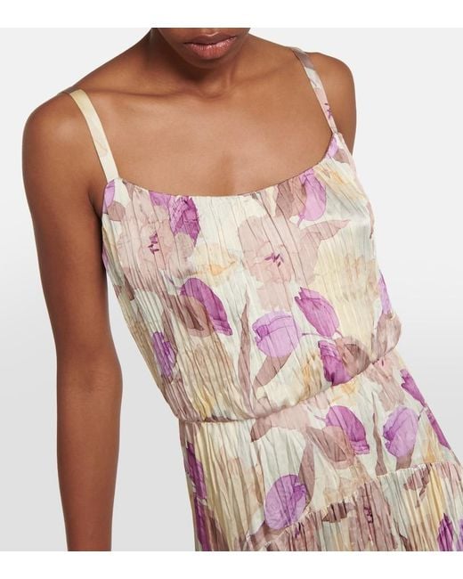 Vince Multicolor Floral Pleated Midi Dress