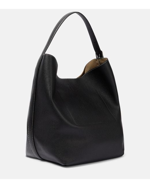 Totême Belted Leather Tote Bag in Black | Lyst