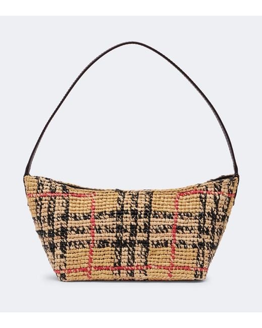 Burberry Metallic Margate Mini Raffia Shoulder Bag