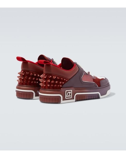 Christian Louboutin Red Astroloubi Leather & Mesh Sneaker for men