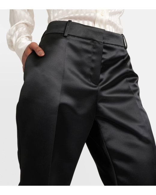 Pantalon evase en satin Nina Ricci en coloris Black