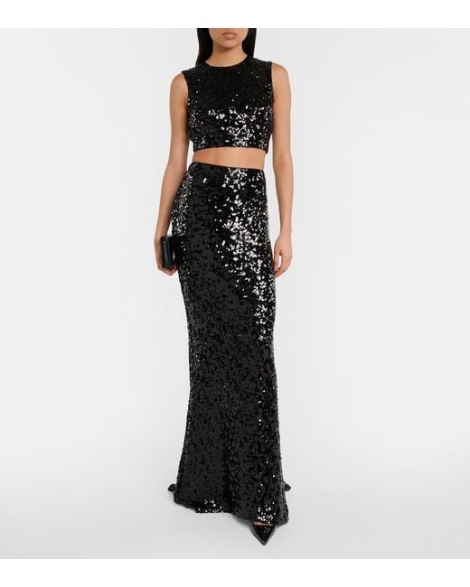 Dolce & Gabbana Black Sequined Maxi Skirt