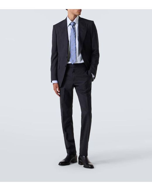 Camisa De Algodon A Cuadros Tom Ford de hombre de color Blue