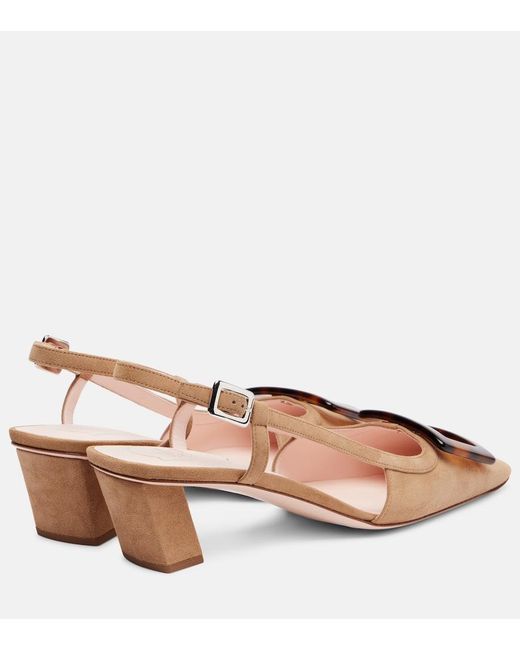 Roger Vivier Brown Belle Vivier 45 Suede Slingback Pumps