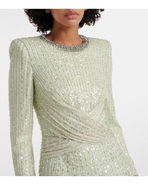 Jenny Packham White Robe Macelline Mit Pailletten