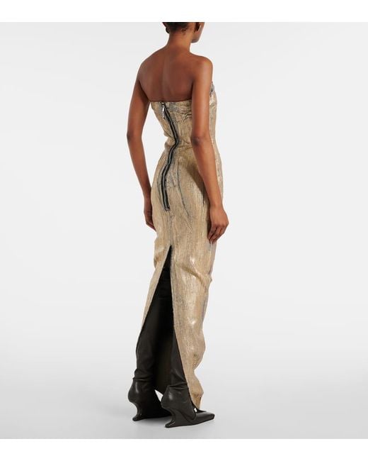 Rick Owens White Coated Denim Bustier Gown