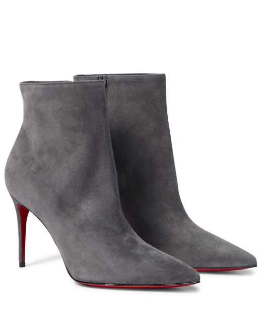 Christian Louboutin Gray So Kate 85 Suede Ankle Boots