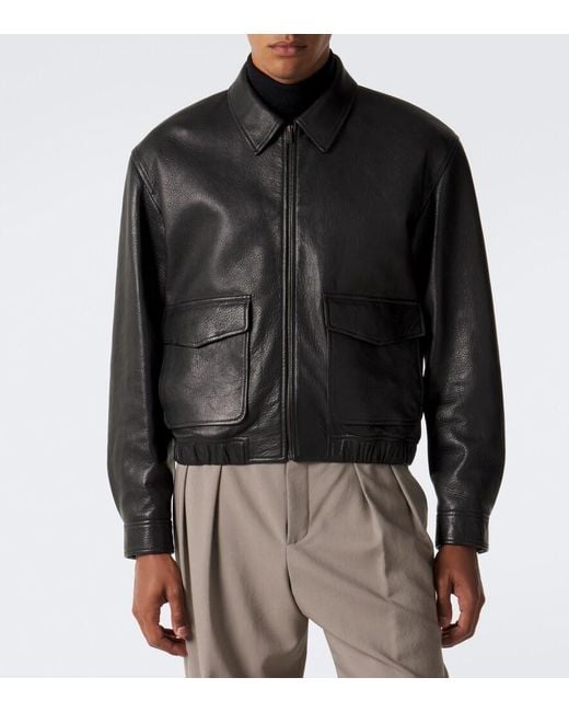 Saint Laurent Black Leather Blouson Jacket for men