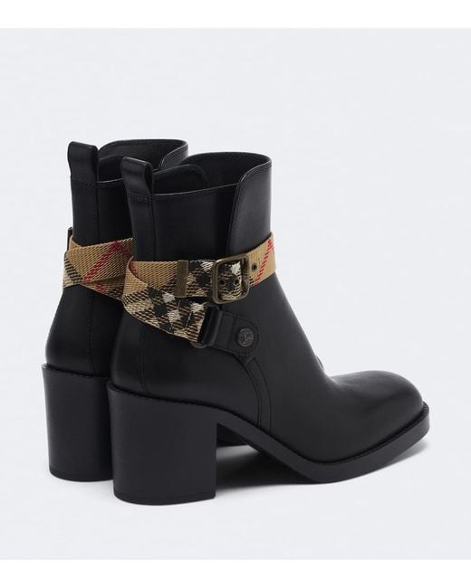 Burberry Black Huntley Leather Ankle Boots