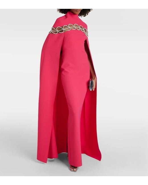 Vestido de fiesta de crepe con capa Safiyaa de color Red