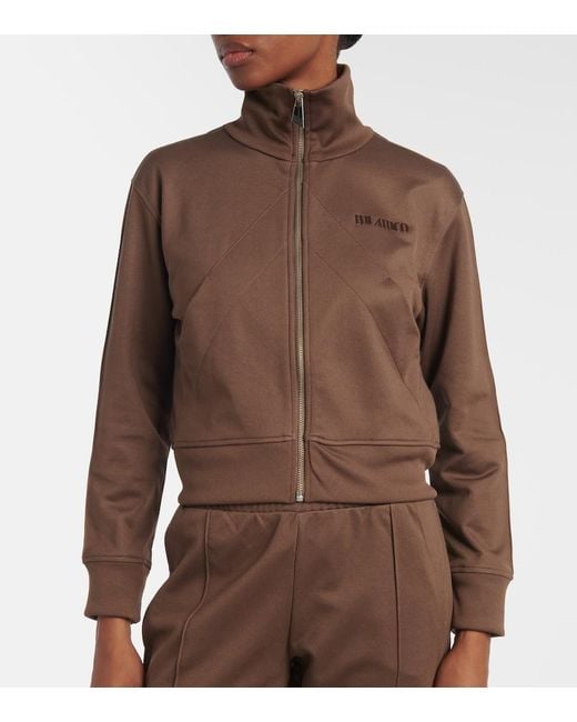 The Attico Brown Zip-Up Cotton-Blend Fleece Sweatshirt