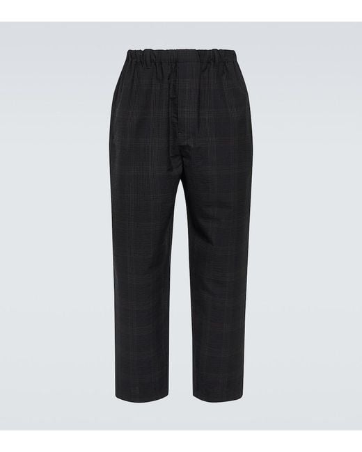 Lemaire Black Checked Wool Seersucker Pants for men