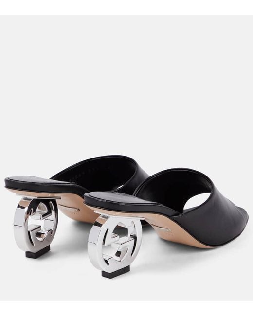 Sandalo Con Tacco Incrocio GG di Gucci in Black