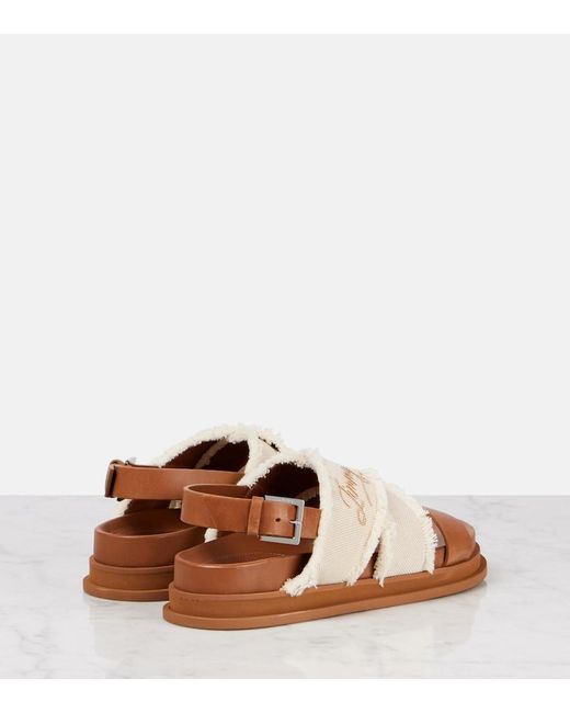 Jimmy Choo Brown Joa Embroidered Canvas And Leather Sandals