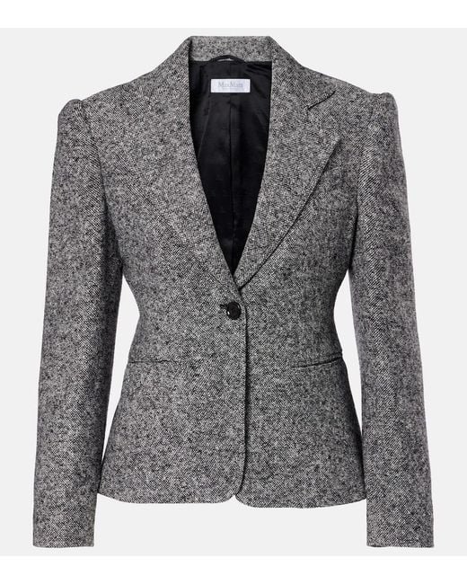 Max Mara Gray Salmone Wool And Silk Blazer