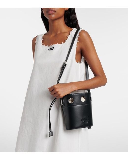 Miu Miu Black Leather Bucket Bag